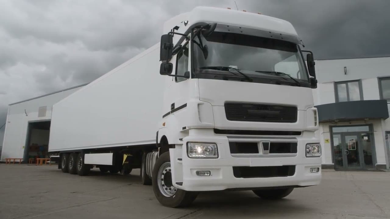 Freight truck outside a logistics facility