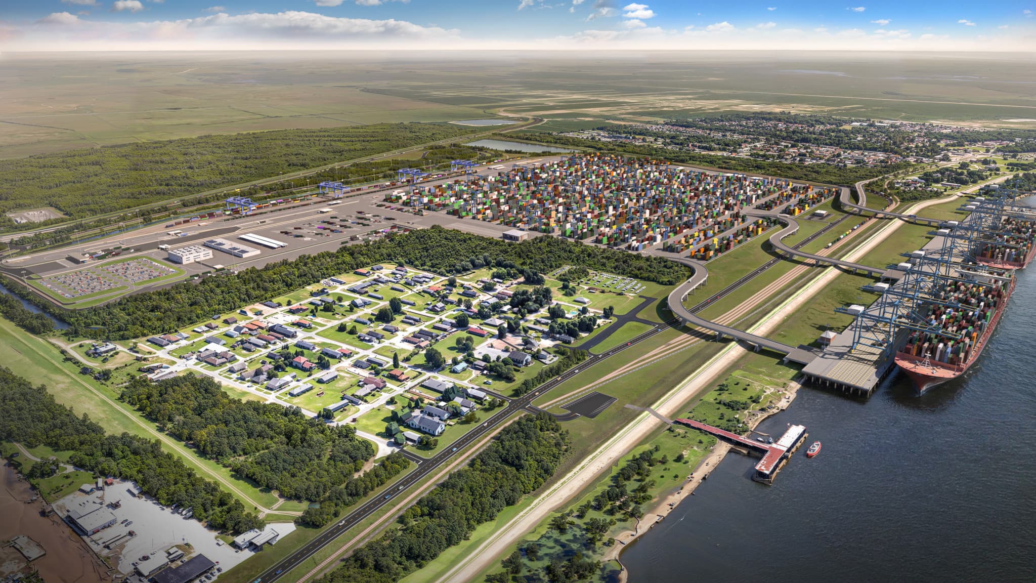Rendering of the Louisiana International Terminal on the Lower Mississippi River