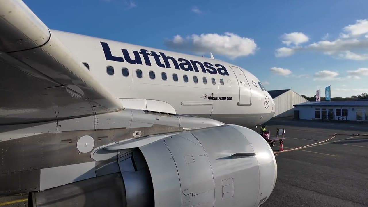 Cargo aircraft on an airport apron